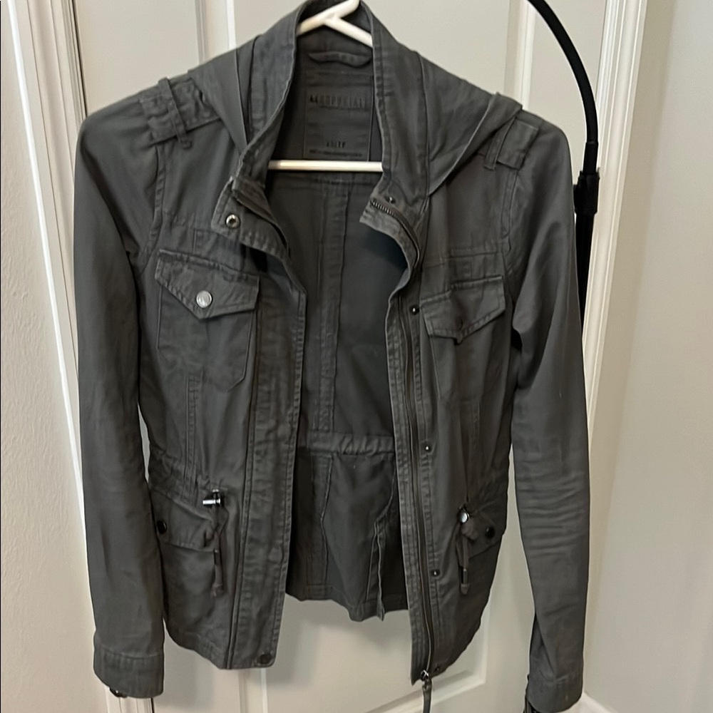 Aeropostale Gray Utility Jacket with Elastic Waist